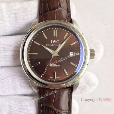 Swiss IWC Schaffhausen Ingenieur Fake Watch SS Brown Leather